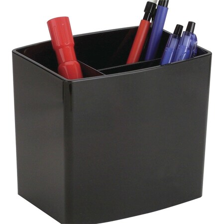 Oic Pencil Holder, Large, 3 Compartments, 5"x3-3/4"x4-1/2", Black PK OIC22292